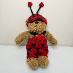 Adorable vintage 90's Flowers Inc. Brown Teddy bear in a ladybug outfit